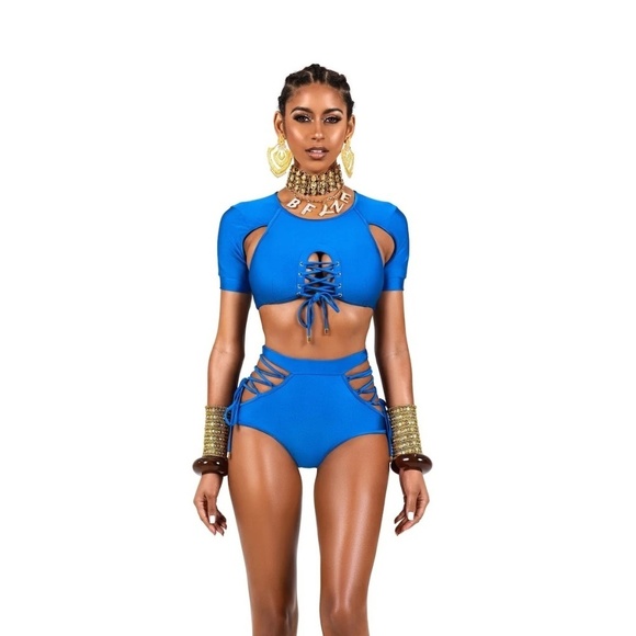 New! B Fyne Milan Bikini Top Blue 45645 - Picture 2 of 12